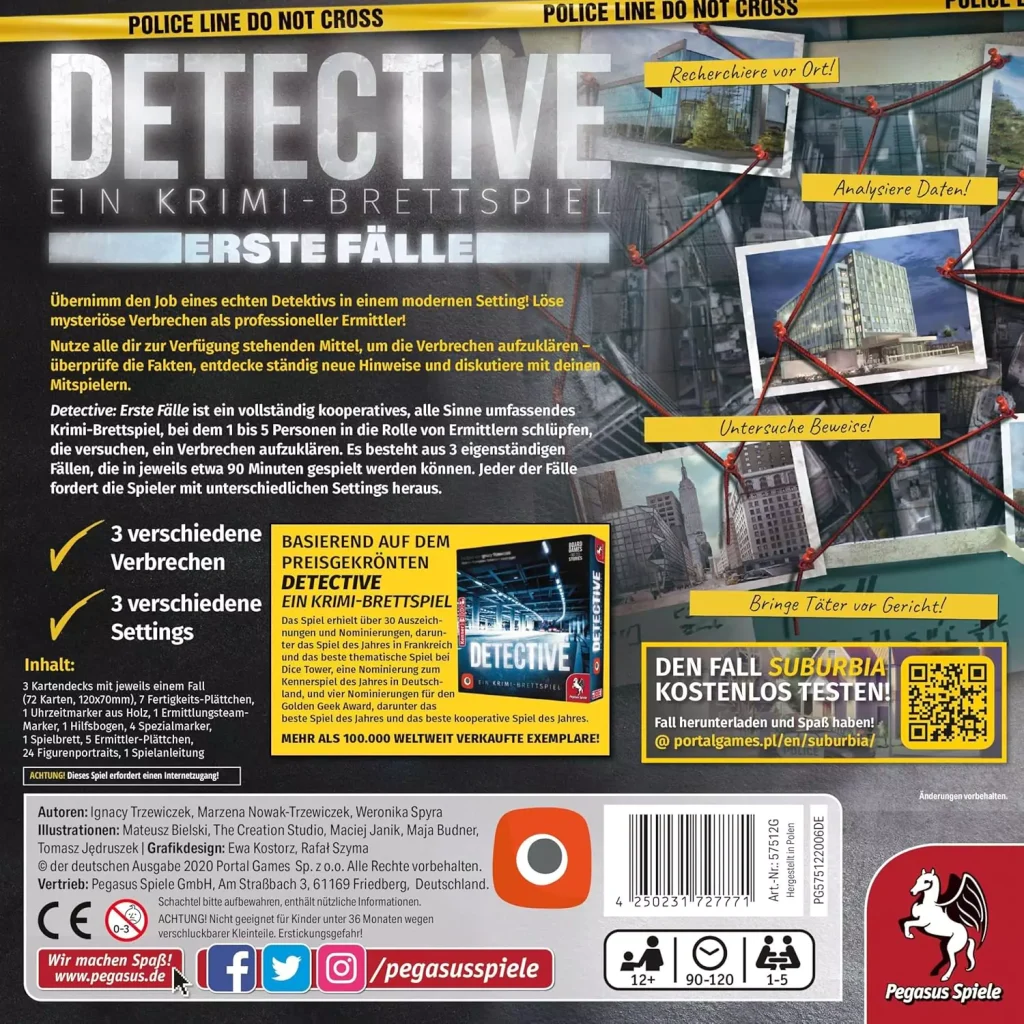 Pegasus Spiele – Detective: Erste Fälle – Krimi-Brettspiel Für 1-5 Spieler, Ab 12 Jahren